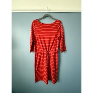 Charter Club Weekend Orange & Gold Metallic Drawstring waist Dress Size M Cotton